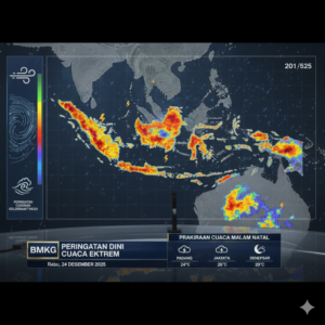 Peta BMKG peringatan dini cuaca ekstrem di Padang dan Sumatera Barat Malam Natal 24 Desember 2025