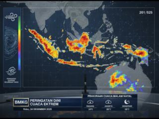 Peta BMKG peringatan dini cuaca ekstrem di Padang dan Sumatera Barat Malam Natal 24 Desember 2025