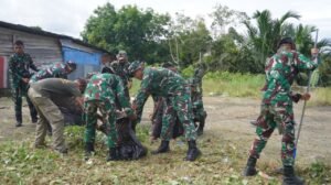 Pos Satgas Yonif 123/Rajawali laksanakan kegiatan karya bhakti yang bermakna di beberapa wilayah pos