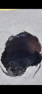 Kondisi jalan lintas Dayun–Siak yang berlubang parah dan membahayakan pengendara