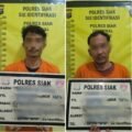 “Polisi Polsek Lubuk Dalam mengamankan dua terduga pelaku pembakaran rumah di Kampung Sri Gading, Kabupaten Siak.”