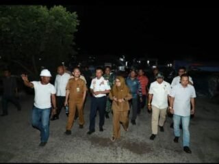 Kondisi dermaga Pelabuhan Kawasan Industri Tanjung Buton setelah ambruk