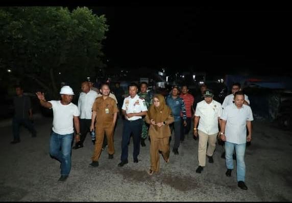 Kondisi dermaga Pelabuhan Kawasan Industri Tanjung Buton setelah ambruk