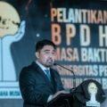Ketua Umum HIPMI Riau Migo Mufartha memberikan keterangan terkait kader HIPMI dalam bursa pimpinan PT KITB di Pekanbaru.