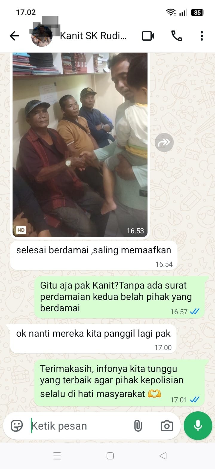 Mediasi kasus dugaan pencemaran nama baik di Polsek Siak Kecil Bengkalis berakhir damai