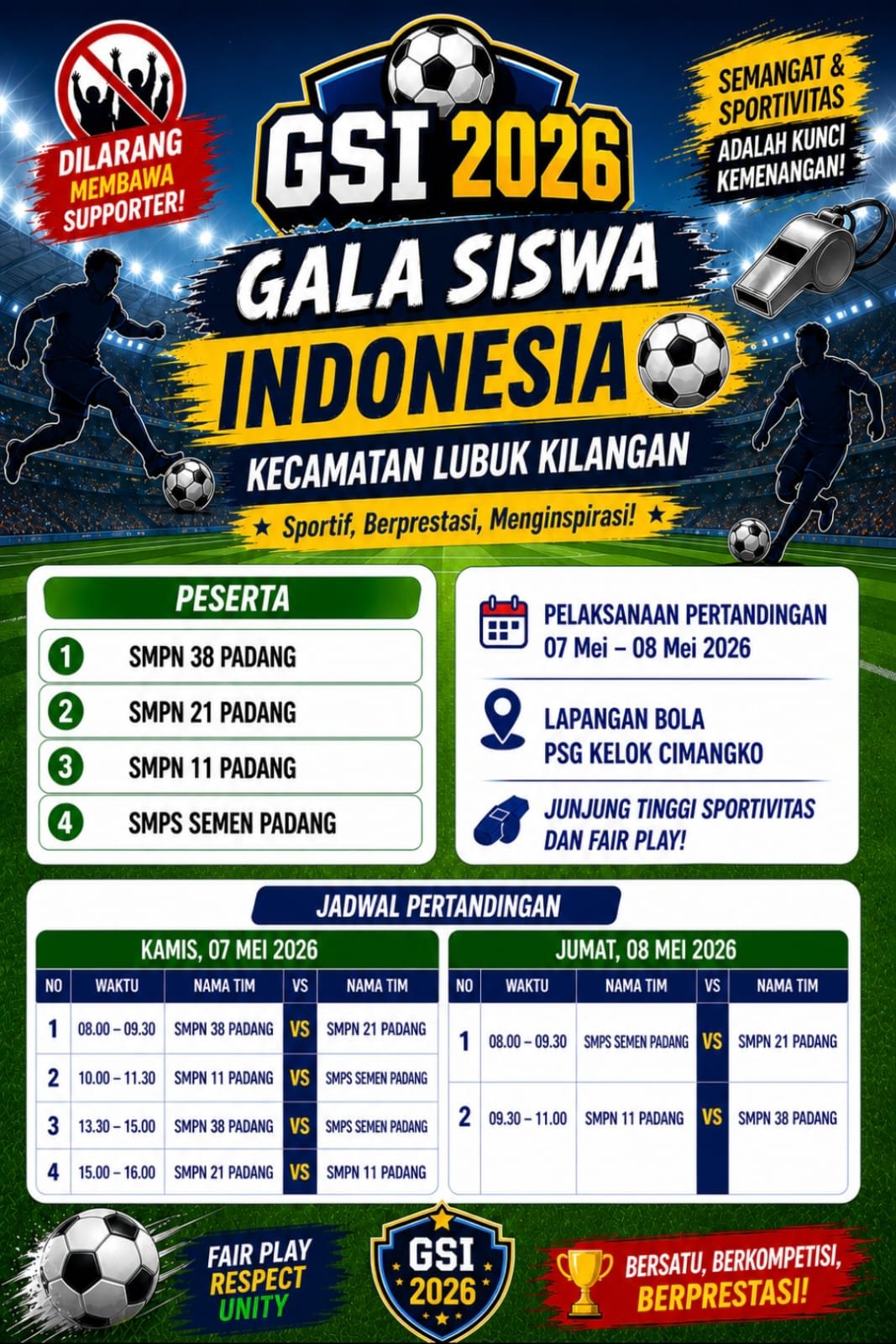 Poster resmi Gala Siswa Indonesia Kecamatan Lubuk Kilangan Tahun 2026 di Kota Padang