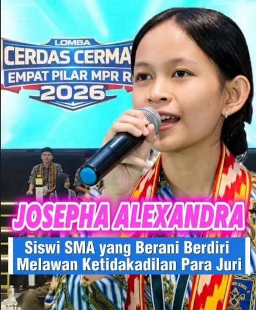 Josepha Alexandra peserta Cerdas Cermat 4 Pilar MPR RI 2026 saat memberikan jawaban dalam perlombaan