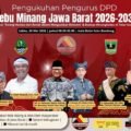Poster pengukuhan DPD Gebu Minang Jawa Barat periode 2026-2031 di Aula Balai Kota Bandung
