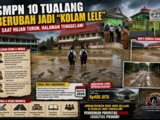 SMPN 10 Tualang Becek Saat Hujan, Warga Desak Pemerintah Segera Bertindak