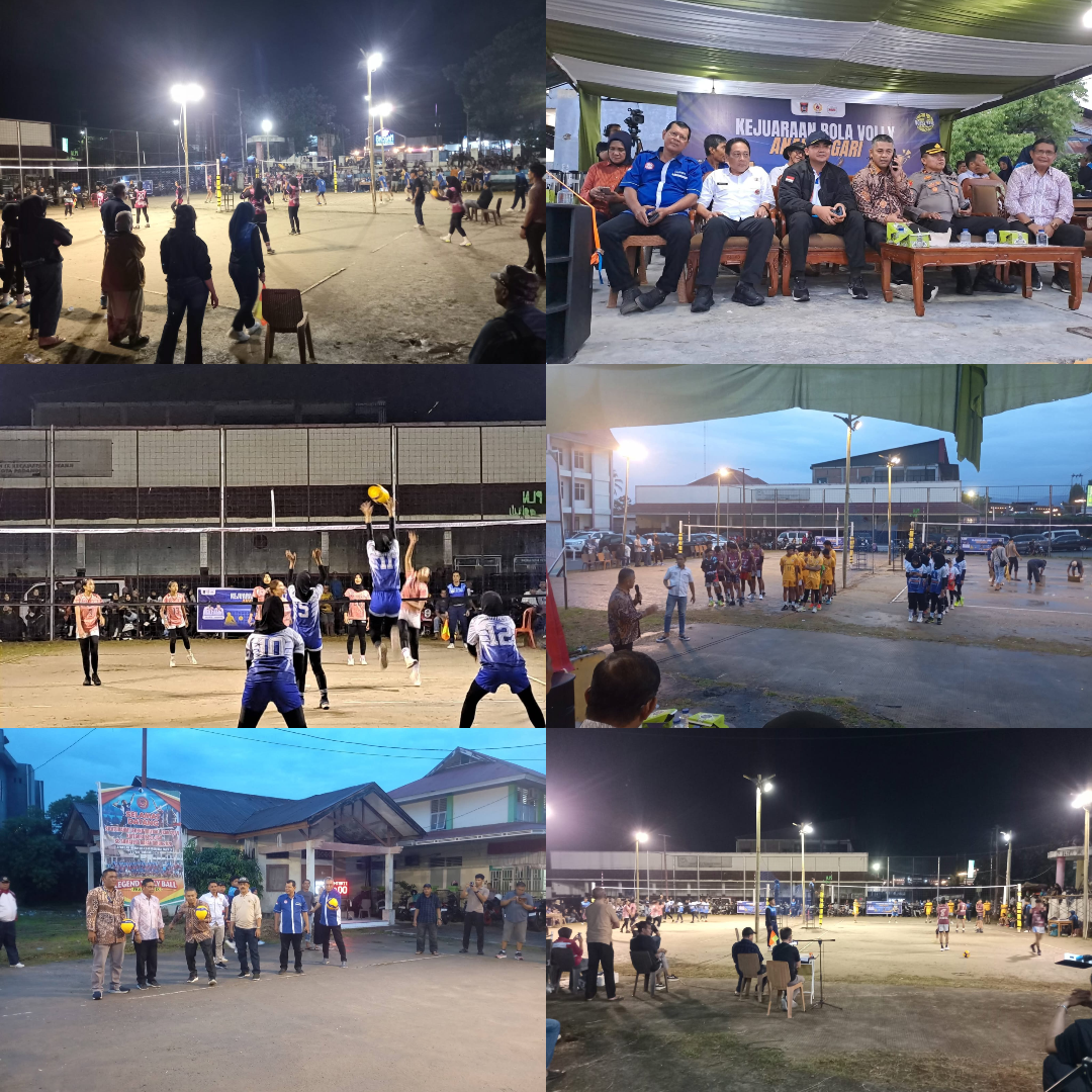Suasana Kejuaraan Bola Voli Anak Nagari Antar Klub PBVSI se-Kota Padang di Lapangan FKAN Pauh Kuranji.