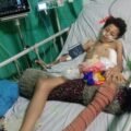Akbar pelajar MTsN Salido menjalani perawatan di RSUP M. Jamil Padang sebelum meninggal dunia akibat tumor.