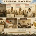 Ilustrasi sejarah lahirnya Pancasila dari Sidang BPUPKI hingga pengesahan sebagai dasar negara Indonesia tahun 1945.
