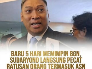 Baru Lima Hari Pimpin BGN, Sudaryono Copot 261 Pegawai dan Proses Puluhan ASN Diduga Langgar Disiplin