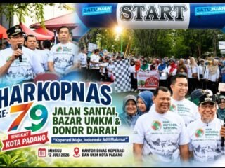 Harkopnas ke-79 Kota Padang Meriah, Ribuan Peserta Ikuti Jalan Santai, Bazar UMKM dan Donor Darah