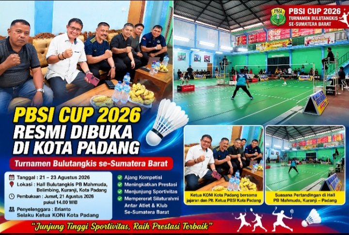 PBSI Cup 2026 Sumatera Barat Suasana PBSI Cup 2026 dan kehadiran pengurus KONI serta PBSI Kota Padang