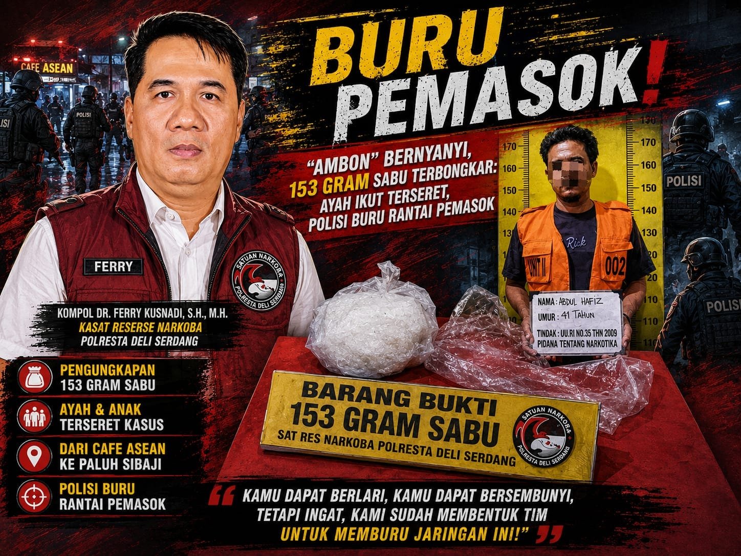 Polresta Deli Serdang Sita, Polisi sita 153 gram sabu dalam pengungkapan kasus narkoba di Pantai Labu Deli Serdang