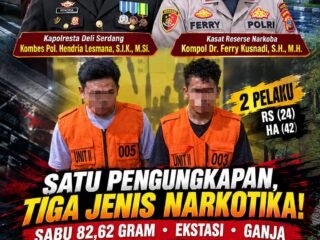 Polresta Deli Serdang Ungkap Kasus Narkotika, Amankan pengedarnya beserta 82,62 Gram Sabu, Ekstasi dan Ganja   