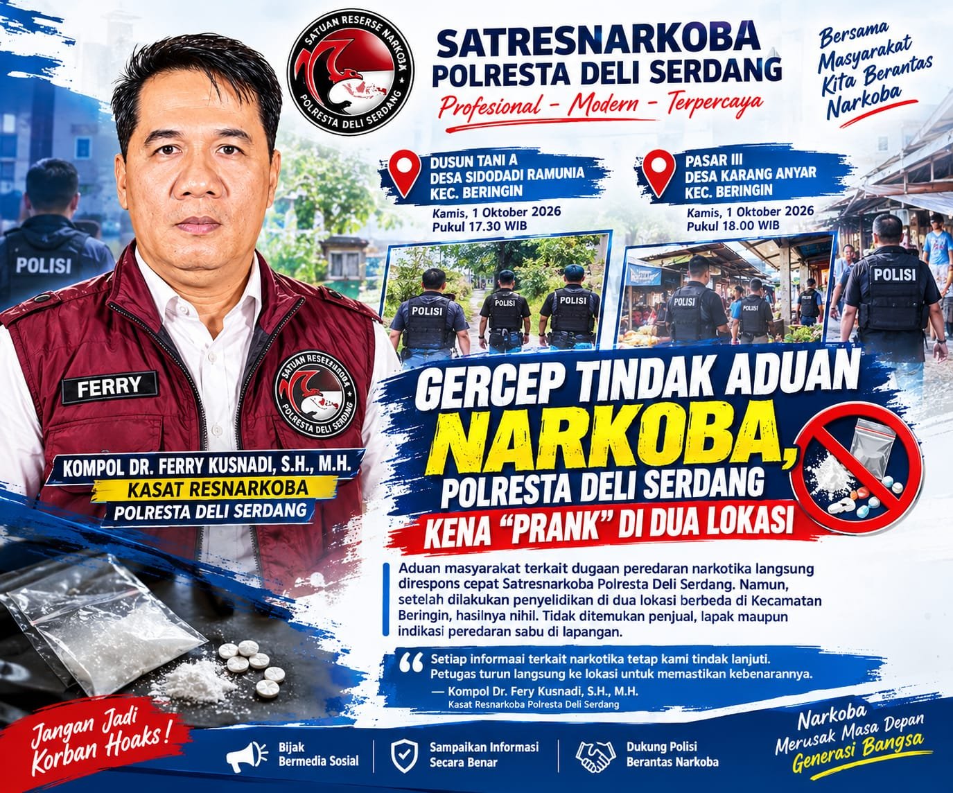 Gerak Cepat Satresnarkoba Polresta Deli Serdang Tindak Aduan Warga