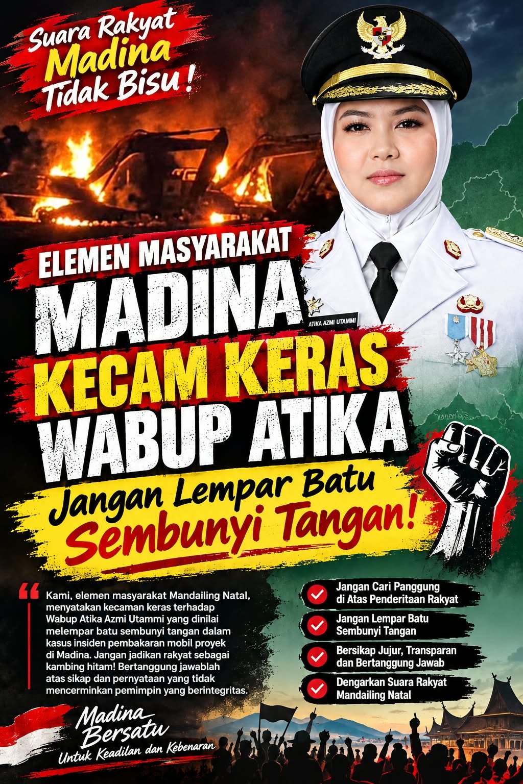 Elemen Masyarakat Madina Kecam Statemen Wabup Atika Soal PETI Kotanopan: “Jangan Lempar Batu Sembunyi Tangan”