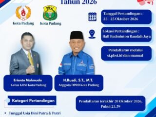 Turnamen Bulutangkis Wali Kota Padang Cup Tingkat Sumatera Barat Tahun 2026 Segera Digelar